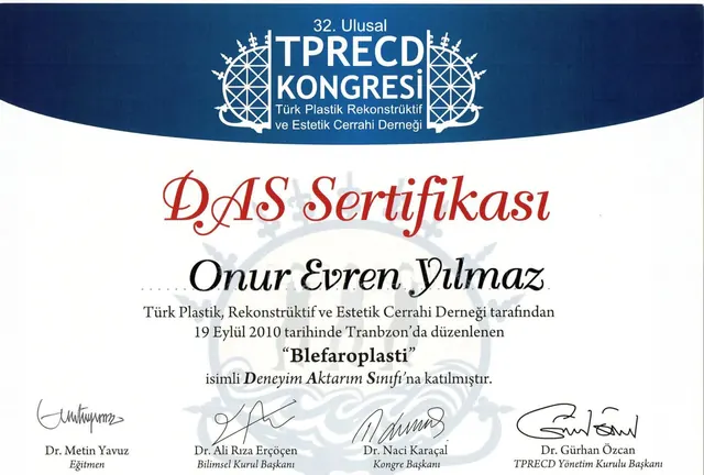 certificado de blefaroplastia, cirurgião plástico Izmir